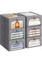 Pack of 6 Clothes Storage Containers with Metal Frame, Foldable Storage Box with Lid, 25 L Stackable