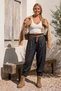 Italian-Style Black-Pocketed, Belted, Elasticated Hem, Wide-Leg Jacquard Woven Pant 94 70 - 5