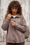 Italian Taupe Color Mink-Cuffed, Metal-Buttoned, Washable, Sequined Gabardine-Woven Jacket 70 65 - 3