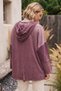Italian Burgundy-Colored Hooded Long-Sleeve Zipper-Front Washed Sequined Oversized Knit Jacket 75 78 - 7