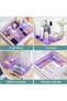 25 PCS Clear Purple Plastic Drawer Organizer Set, 4 Assorted Sizes Modular Storage Bins for Makeup, - 3