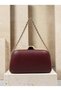 Burgundy Matte Leather Chain-Strap Women's Evening Clutch Purse with Gold Accents for Weddings and Engagements - 6