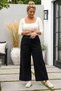 Italian Black-Elasticated Wide-Leg Corduroy Oversized Woven Pants 102 68 - 5