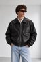 Men's Oversized Leather Bomber Jacket - 2