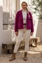 Italian Fuchsia Jacket with Collar, Long Sleeves, Buttons, and Pockets—Casual Jacquard Woven Velvet Jacket 64 64 - 5
