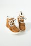 Women's Tan Suede Sneakers with Fur Accents and Mid-Sole - 4