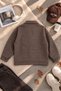 Brown Girls' Mock Neck Cashmere Jacket with Front Pocket Detail and Striped Detail 25122 - 5