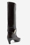 ALVERTON Burgundy Leather Women's Short-Heeled Boots with Straps - 8