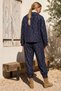 Italian Navy Blue Jacket with Collar and Pockets, Elasticated Jacquard Woven Velvet Top and Bottom Set (Sizes 64-94, 64-70) - 8