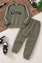 Khaki Boys' Track Suit with Striped Detail, Crew Neck, and Zipper, 25043