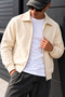Men's Beige Polo Collar Zipper Jacket - 2