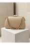 Beige Matte Leather Women's Evening Clutch with Gold Accents and Chain Strap—Perfect for Weddings and Engagement Parties - 3
