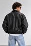 Men's Oversized Leather Bomber Jacket - 3
