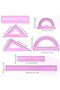 Plastic Ruler Math Set 1 Pack Protractor Triangle 12 Inch 6 Inch Straight Transparent Geometry Measu - 2