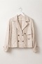 Italian Ecru Jacket with Collar, Long Sleeves, Buttons, and Pockets—Casual Jacquard Woven Velvet Jacket 64 64 - 2