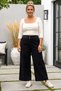 Italian Black-Elasticated Wide-Leg Corduroy Oversized Woven Pants 102 68 - 4