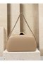Beige Matte Leather Women's Evening Clutch with Gold Accents and Chain Strap—Perfect for Weddings and Engagement Parties - 6