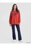 TWO MT SHOP QUALITY LCW Modest Red 3-Thread Brushed Inside Printed Oversized Women's Sweatshirt Tunic - 2