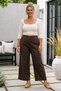Italian Brown Elasticated Hem Wide-Leg Corduroy Oversized Woven Pants 102 68
