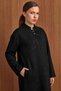 Plus-Size Suede Trench Coat with Seam Detail on the Front and Stone-Embellished Design—BLACK 6932 - 3