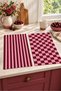 Berry Grid Striped Pattern and Checkered Pattern Digital Print 2-Piece Kitchen Towel Set, 35x55 cm