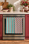 Aqua Stripe Striped Pattern and Checkered Pattern Digitally Printed 2-Piece Kitchen Towel Set, 35x55 cm