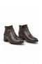 Coffee-Colored Genuine Leather Zip Detail Stylish and Comfortable Women's Zip-Up Boots with Buckle Detail 24116-1 - 4