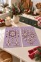 Lavender Snow Checked Snowflake and Ornamental Pattern Digitally Printed 2-Piece Kitchen Towel Set, 35x55 cm