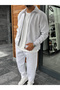 Light Gray Sweatshirt with Zipper and Collar MRK-2876 - 7