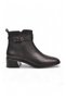 Black Genuine Leather Zip-Up Women's Heeled Boots with Fleece-Lined Insulation 9783-1 - 2