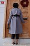 Two-Tone Belted Trench Coat, Gray HM2983 - 5