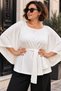 Women's Plus-Size Batwing Sleeve Belted Poncho - 2