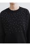 LCW EVERYDAY Oversized Women's Thick Sweatshirt with Black Rhinestones, Featuring the ALITA CITY Touch - 3