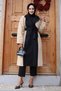 Two-Tone Belted Trench Coat, Beige HM2983 - 6