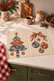 Marble Print Christmas Ebru New Year's Tree Pattern Digital Print 2-Piece Kitchen Towel Set, 35x55 cm