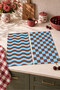 Cocoa Wave Wave and Checkered Pattern Digitally Printed 2-Piece Kitchen Towel Set, 35x55 cm