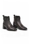 Black Genuine Leather Zip-Up Women's Heeled Boots with Fleece-Lined Insulation 9783-1 - 4