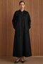Plus-Size Suede Trench Coat with Seam Detail on the Front and Stone-Embellished Design—BLACK 6932