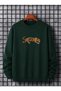 UNISEX Jaguar-Printed Crew Neck Winter Sweatshirt, Relaxed Fit, Long-Sleeved Top