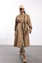 Camel-Belted Plaid-Detail Trench Coat 9839 - 2