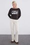 "Love" Print Boat Neck Batwing Sleeve Blouse - 6