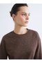 TWO MT SHOP QUALITY LCW EVERYDAY Brown Stone-Embellished Oversized Women's Thick Sweatshirt