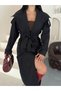 Women's Mock Neck, Belted, Button-Front Long Trench Coat—Classic, Stylish, Transitional Jacket - 7