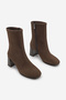 Women's Square-Toe Zip-Up Heeled Boots, Nonas, Brown Suede - 5