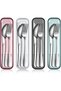 4 Pack Portable Utensils Set, Stainless Steel Silverware with Case, Includes Fork, Spoon & Knife, Fl