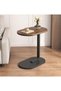 C-Shaped Small Side Table for Sofa and Bed, Minimalist Wood and Metal End Table 30 x 45 x 70 cm