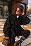 Women's Oversized Jacket with Belted Design, Mock Neck, Button Detail, and Pocket Detail