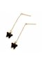 18k Butterfly black dangling earrings - 2