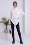 Women's Relaxed Fit Asymmetrical-Cut Sweater with a Turtleneck—Red, Brown, Gray, Burgundy, White, Beige, Anthracite - 4