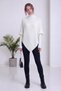 Women's Relaxed Fit Asymmetrical-Cut Sweater with a Turtleneck—Red, Brown, Gray, Burgundy, White, Beige, Anthracite - 6